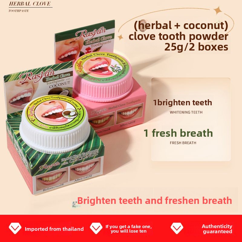Bubuk Gigi Cengkeh/Kelapa Thai - Teeth Whitening From Home ulasan dan harga